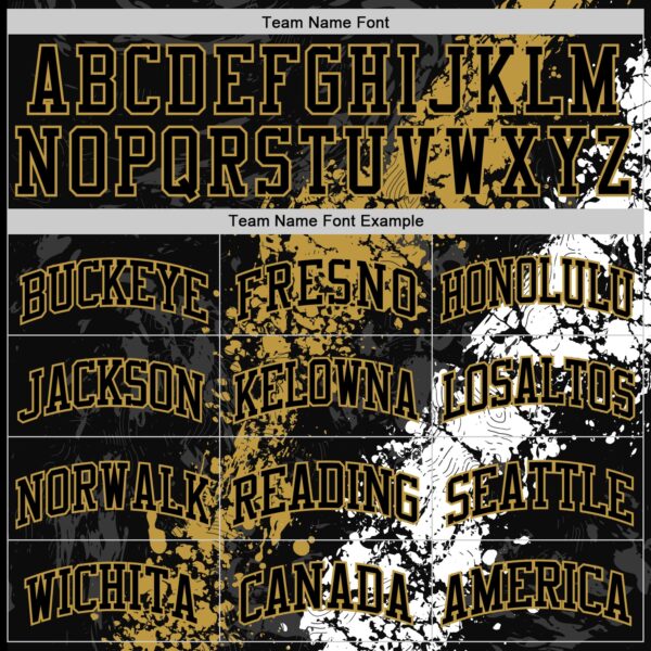 Custom Black Old Gold-White Splash Round Neck Sublimation Basketball Suit Jersey