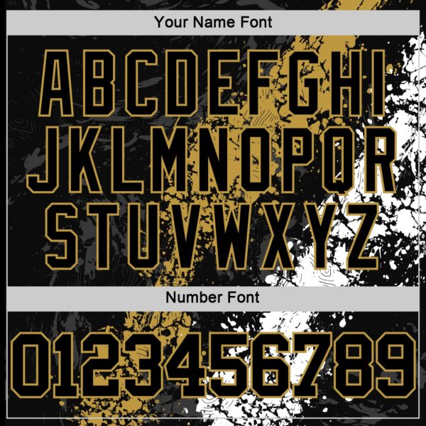 Custom Black Old Gold-White Splash Round Neck Sublimation Basketball Suit Jersey