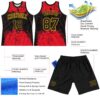 Custom Black Red-Gold Abstract Splatter Grunge Art Round Neck Sublimation Basketball Suit Jersey