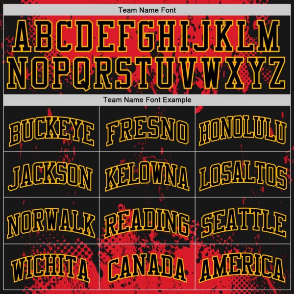 Custom Black Red-Gold Abstract Splatter Grunge Art Round Neck Sublimation Basketball Suit Jersey
