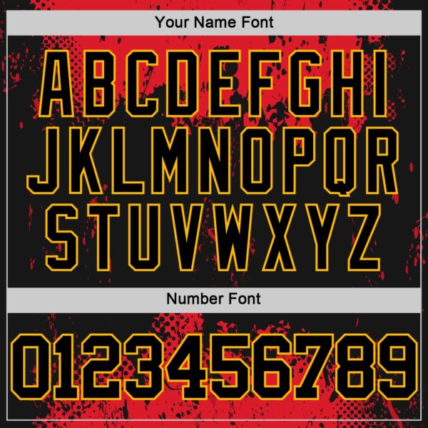 Custom Black Red-Gold Abstract Splatter Grunge Art Round Neck Sublimation Basketball Suit Jersey