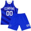 Custom Royal White-Navy Line Round Neck Sublimation Basketball Suit Jersey