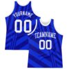 Custom Royal White-Navy Line Round Neck Sublimation Basketball Suit Jersey