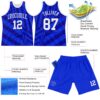 Custom Royal White-Navy Line Round Neck Sublimation Basketball Suit Jersey