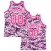 Custom Camo Pink-White Round Neck Sublimation Salute To Service Basketball Suit Jersey