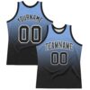 Custom Powder Blue Black-White Fade Fashion Round Neck Sublimation Basketball Suit Jersey