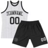 Custom Gray Black-White Line Round Neck Sublimation Basketball Suit Jersey