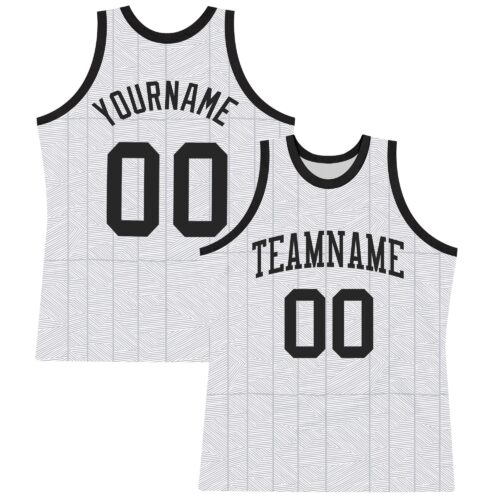 Custom Gray Black-White Line Round Neck Sublimation Basketball Suit Jersey