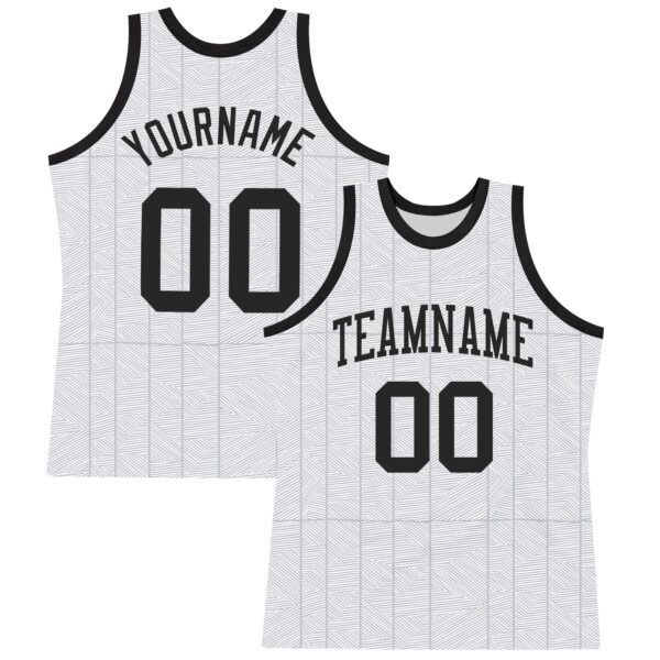 Custom Gray Black-White Line Round Neck Sublimation Basketball Suit Jersey