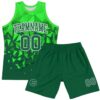 Custom Green Grass Green-White Geometric Shape Round Neck Sublimation Basketball Suit Jersey