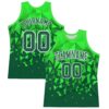 Custom Green Grass Green-White Geometric Shape Round Neck Sublimation Basketball Suit Jersey