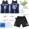 Custom Black White-Royal Arrow Shape Round Neck Sublimation Basketball Suit Jersey