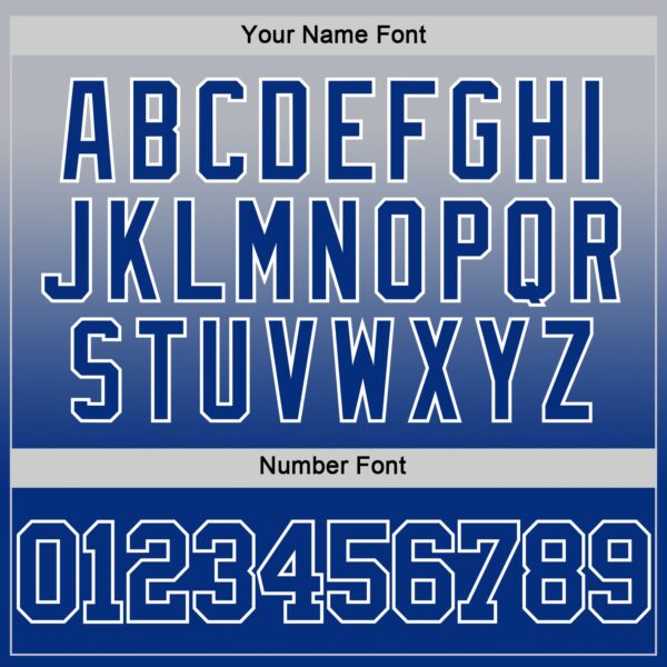 Custom Gray Royal-White Fade Fashion Round Neck Sublimation Basketball Suit Jersey