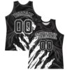 Custom Black White Splash Round Neck Sublimation Basketball Suit Jersey