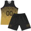 Custom Black Old Gold Gradient Square Shapes Round Neck Sublimation Basketball Suit Jersey