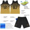 Custom Black Old Gold Gradient Square Shapes Round Neck Sublimation Basketball Suit Jersey
