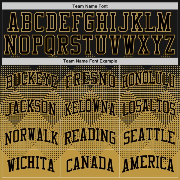 Custom Black Old Gold Gradient Square Shapes Round Neck Sublimation Basketball Suit Jersey