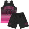 Custom Black Pink Pinstripe Fade Fashion Round Neck Sublimation Basketball Suit Jersey