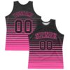 Custom Black Pink Pinstripe Fade Fashion Round Neck Sublimation Basketball Suit Jersey