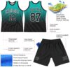 Custom Aqua Black-White Fade Fashion Round Neck Sublimation Basketball Suit Jersey