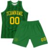 Custom Kelly Green Yellow Geometric Shape Round Neck Sublimation Basketball Suit Jersey