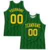 Custom Kelly Green Yellow Geometric Shape Round Neck Sublimation Basketball Suit Jersey