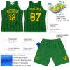 Custom Kelly Green Yellow Geometric Shape Round Neck Sublimation Basketball Suit Jersey