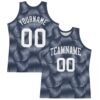 Custom Steel Gray White Line Round Neck Sublimation Basketball Suit Jersey
