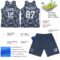 Custom Steel Gray White Line Round Neck Sublimation Basketball Suit Jersey