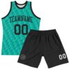 Custom Teal White Line Round Neck Sublimation Basketball Suit Jersey