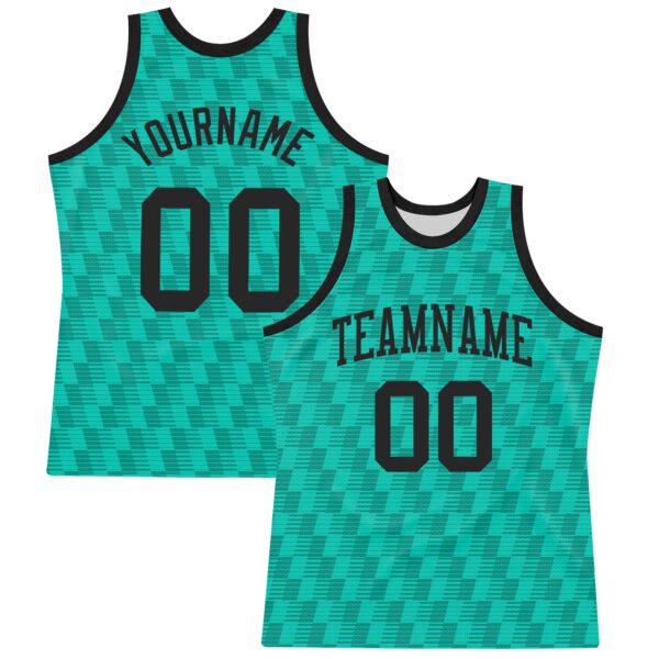 Custom Teal White Line Round Neck Sublimation Basketball Suit Jersey