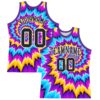 Custom Tie Dye Black-White Round Neck Sublimation Basketball Suit Jersey
