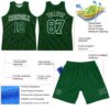 Custom Green White Geometric Shape Round Neck Sublimation Basketball Suit Jersey