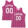 Custom Pink White-Black Geometric Shape Round Neck Sublimation Basketball Suit Jersey