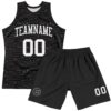 Custom Black White Fragment Art Round Neck Sublimation Basketball Suit Jersey