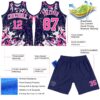 Custom Navy Pink-White Fluid Art Round Neck Sublimation Basketball Suit Jersey