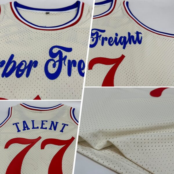 Custom Cream Red-Royal Authentic Throwback Basketball Jersey