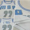 Custom White Light Gray-Light Blue Authentic Throwback Basketball Jersey