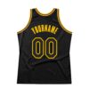 Custom Black Black Gold-Purple Authentic Throwback Basketball Jersey