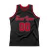 Custom Black Red-White Authentic Throwback Basketball Jersey