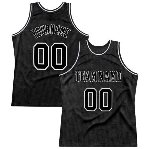 Black0288 Custom Black Black-White Authentic Throwback Basketball Jersey