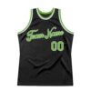 Custom Black Neon Green-White Authentic Throwback Basketball Jersey