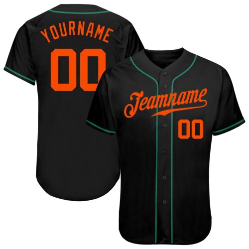 Black0349 Custom Black Orange-Kelly Green Authentic Baseball Jersey