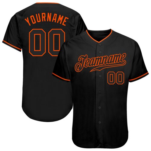 Black0354 Custom Black Black-Orange Authentic Baseball Jersey