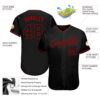 Custom Black Black-Red Authentic Baseball Jersey