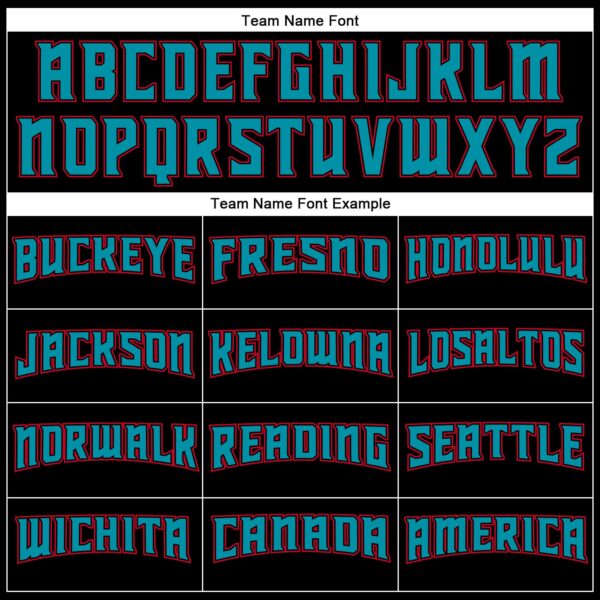 Custom Black Teal-Red Authentic Baseball Jersey