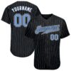 Custom Black Light Blue Pinstripe Light Blue-White Authentic Baseball Jersey