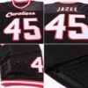 Custom Black White-Red Mesh Authentic Throwback Football Jersey