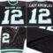 Black0426-4 Custom Black White-Kelly Green Mesh Authentic Throwback Football Jersey