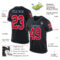 Black0429-1 Custom Black Red-Light Blue Mesh Authentic Throwback Football Jersey